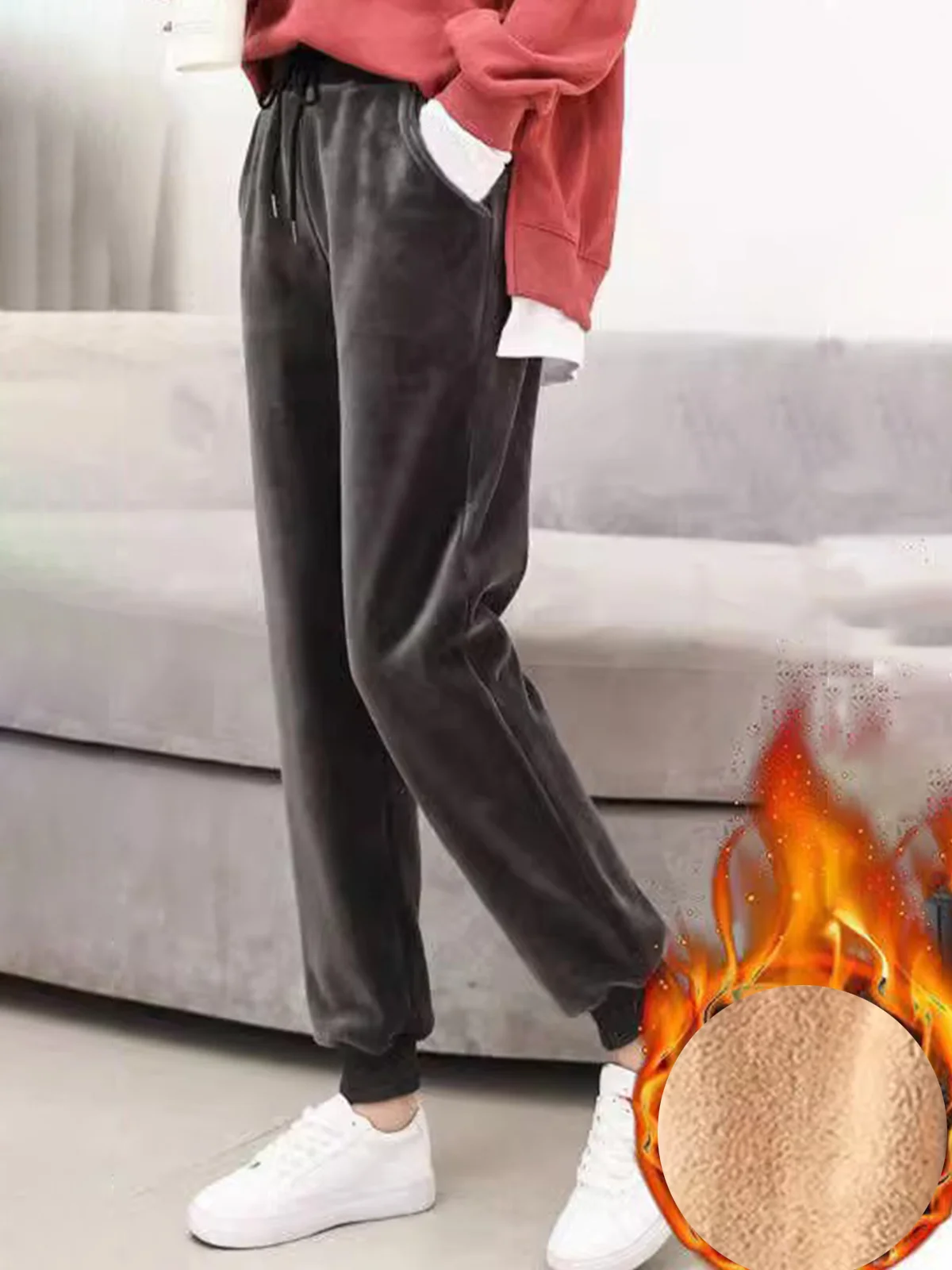 Casual Liso Largo Bolsillo con Paneles Pantalones Deportivos & Corredores