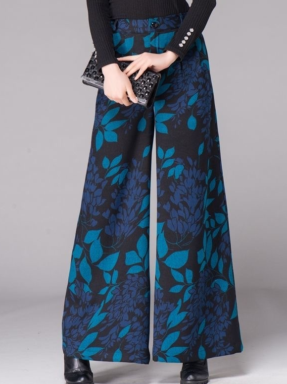 Casual Paisley Largo Bolsillo con Paneles Pantalón