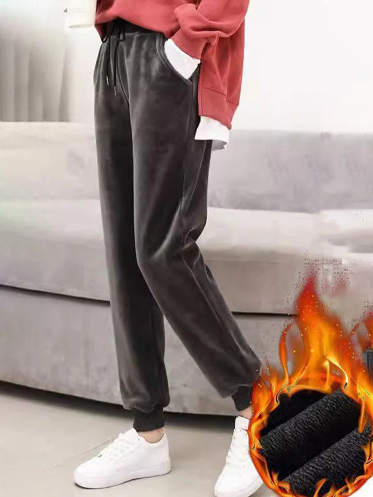 Casual Liso Largo Bolsillo con Paneles Pantalones Deportivos & Corredores