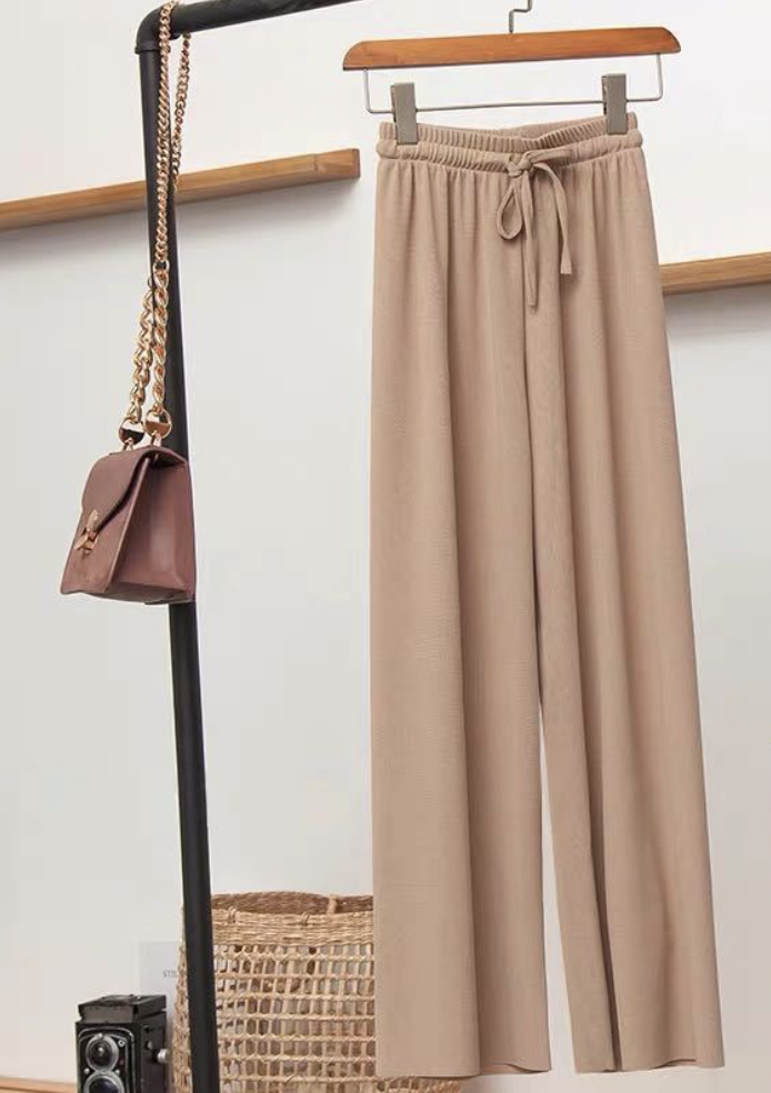Casual Liso Largo Cordón Ajustable Pantalón