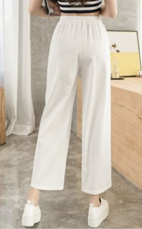 Casual Liso Pantalones tobilleros Cordón Ajustable Pantalón