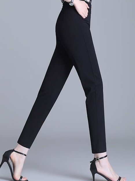 Casual Liso Pantalones tobilleros Bolsillo con Paneles Pantalón