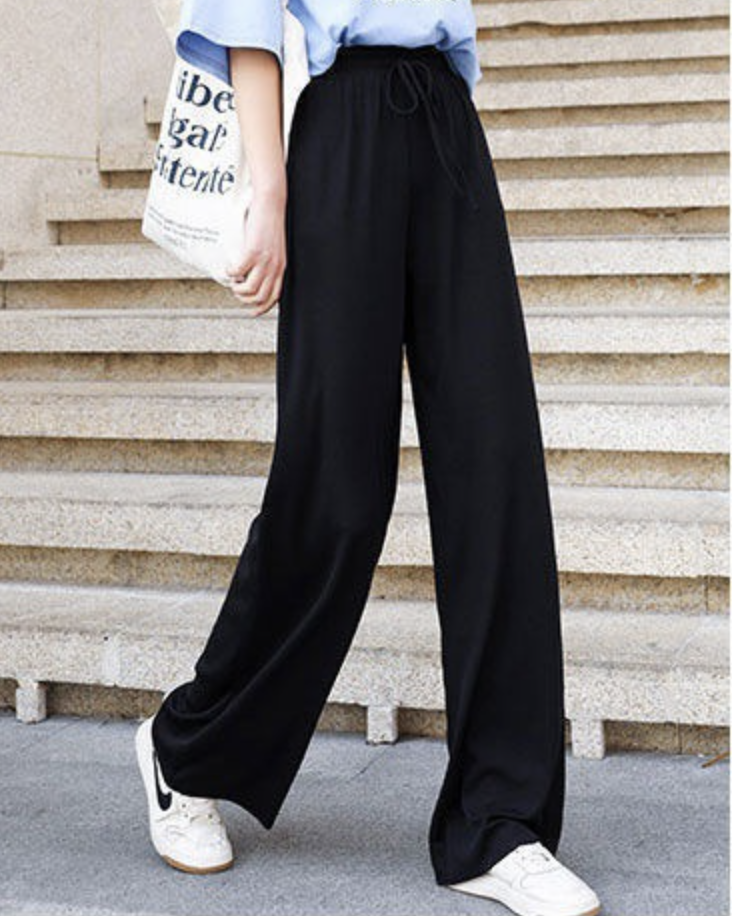 Casual Liso Largo Cordón Ajustable Pantalón