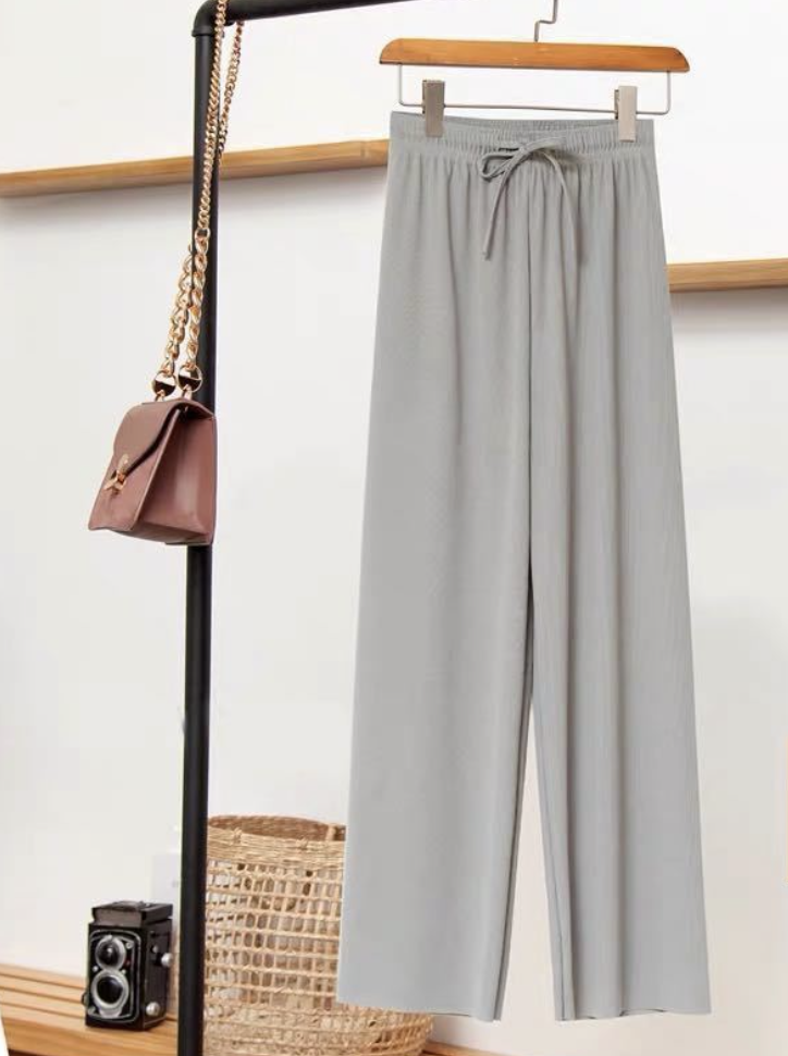 Casual Liso Largo Cordón Ajustable Pantalón