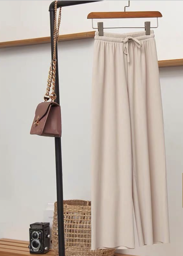 Casual Liso Largo Cordón Ajustable Pantalón