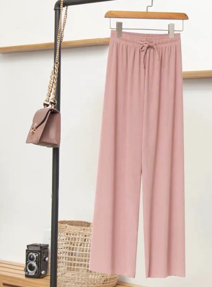 Casual Liso Largo Cordón Ajustable Pantalón