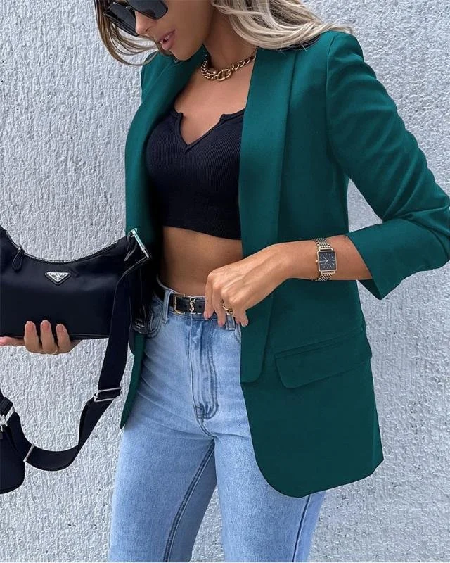 Manga Larga Geométrico Regular Flojo Chaqueta para Mujeres