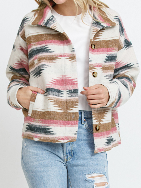 Con Cuello de Chal Manga Larga Étnico Hebilla Regular Flojo Chaqueta para Mujeres