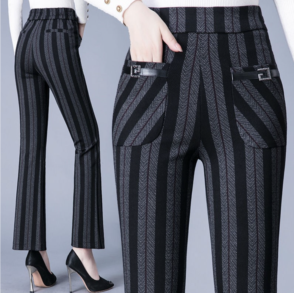 Casual Tartán Largo Hebilla Pantalón