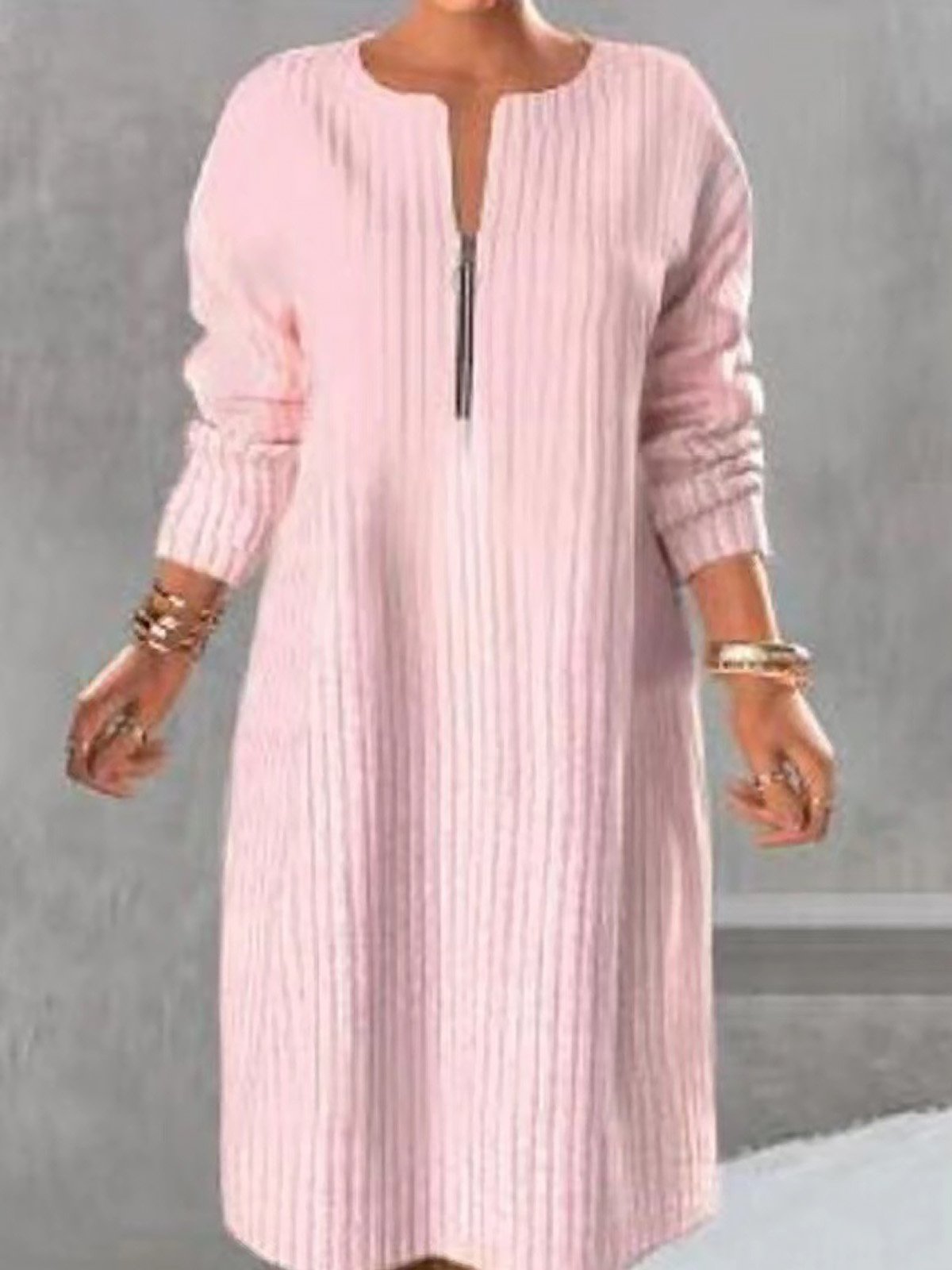 Casual Primavera / Otoño Vacaciones Corto Vestido Rosado oscuro Cremallera Tartán