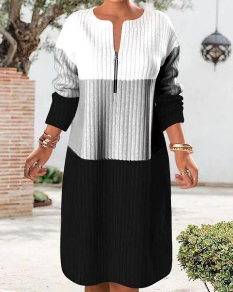 Casual Primavera / Otoño Vacaciones Corto Vestido Rosado oscuro Cremallera Tartán