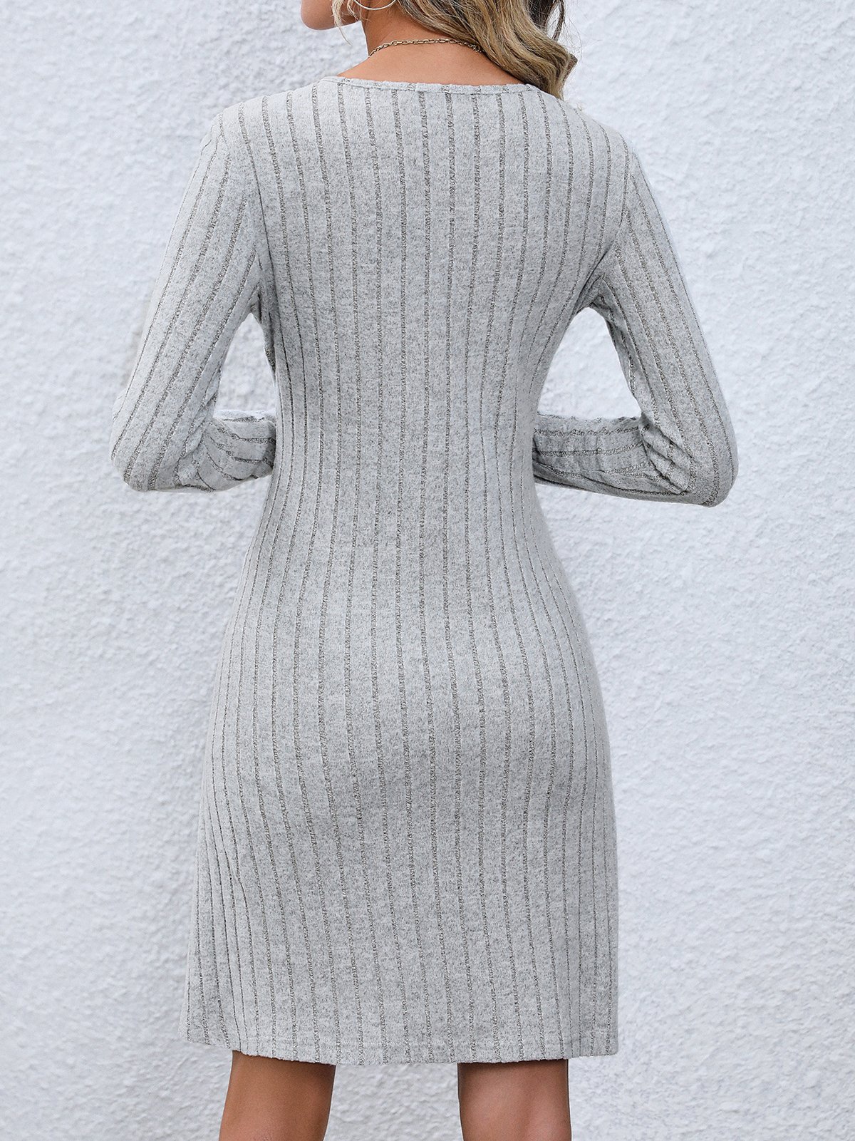 Casual Primavera / Otoño Diario Corto Vestido Negro Liso