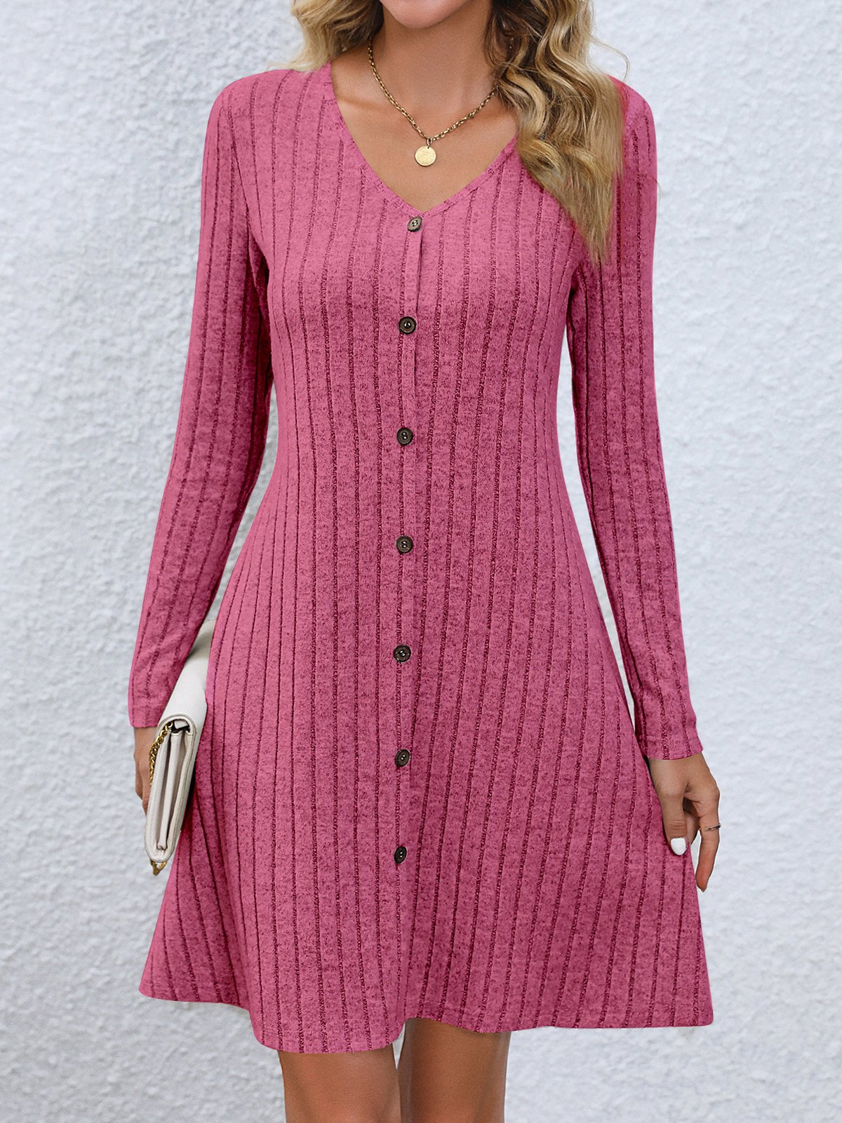 Casual Primavera / Otoño Diario Corto Vestido Negro Liso