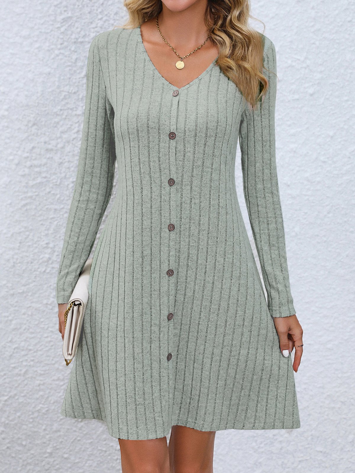 Casual Primavera / Otoño Diario Corto Vestido Negro Liso