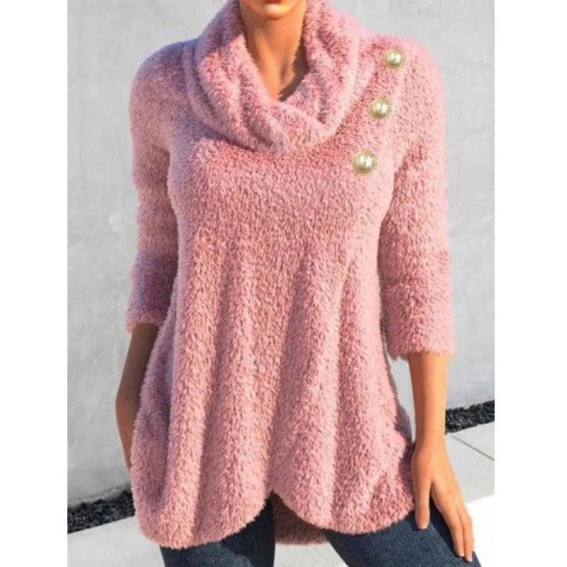 Manga Larga Letras de texto Hebilla Regular Microelasticidad Flojo Camisa para Mujeres