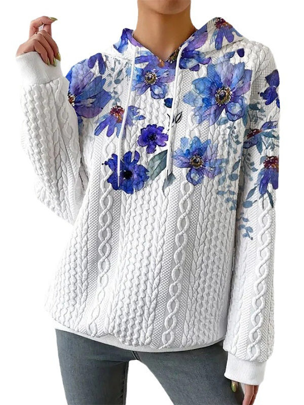 Casual Capucha Floral Capucha