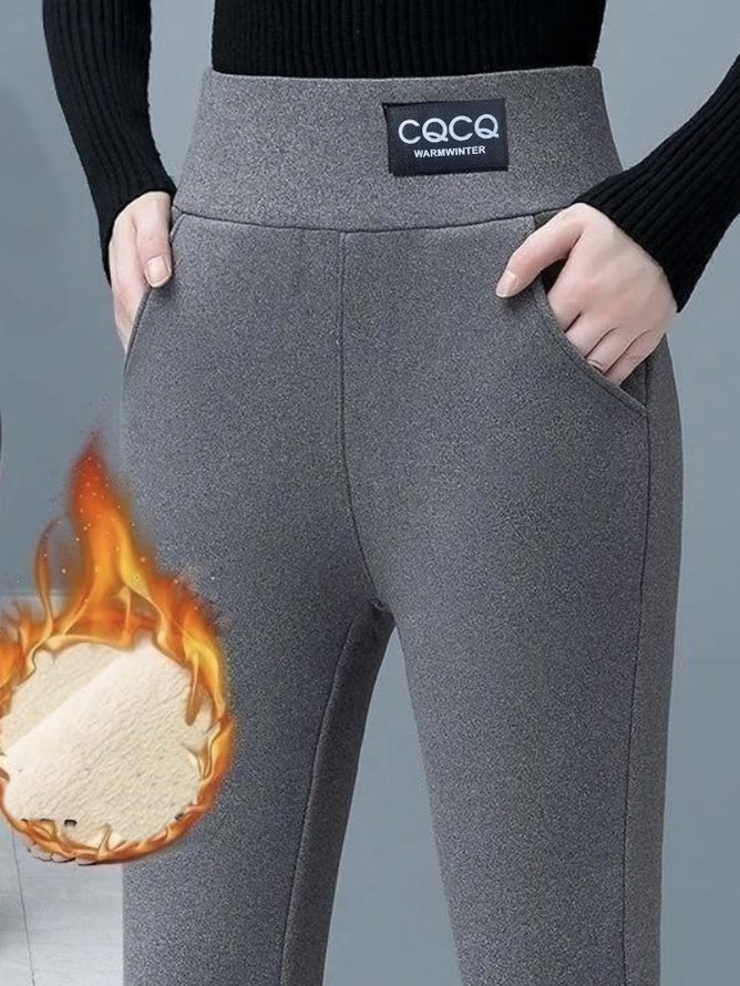 Casual Liso Largo Bolsillo con Paneles Pantalón