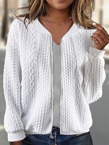 Image of Manga Larga Liso Cremallera Regular Alta elasticidad Flojo Piloto Chaqueta para Mujeres