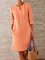 Vestido Escote Redondo Botón Bolsillos Talla Grande