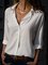 Blusa De Color Puro Con Manga Larga Casual