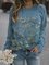 Camisa Escote Redondo Azul Casual Recto