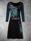 Vestido Manga Larga Floral Talla Grande Retro Escote Redondo