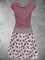 Escote Redondo Manga Corta Floral Algodón Mezclado Vestido