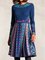 Vestido Azul Manga Larga Algodón Mezclado Geométrico