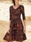 Vestido Multicolor De Manga 3/4 Estampado Casual Cuello Pico