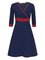 Vestido Casual Retro Manga Larga Lunares Estampado Cuello Pico Talla Grande
