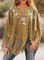 Poncho Caqui Retro Bordado Con Cuello Pico