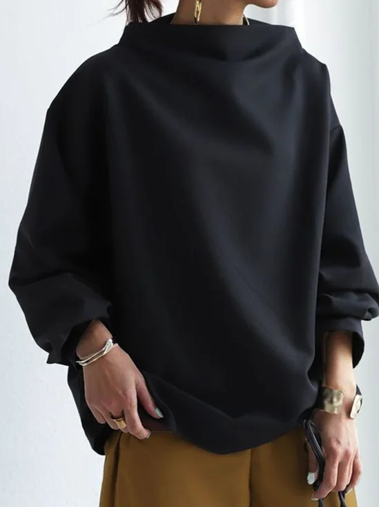 Top Retro Liso Con Personalidad Talla Grande 3/4 Mangas Casual