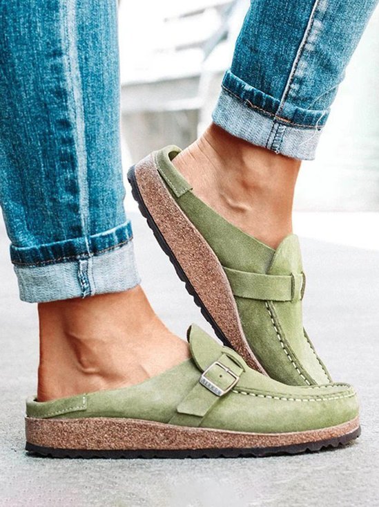 Mujeres Casual Cómodo Cuero Slip-On Sandalias