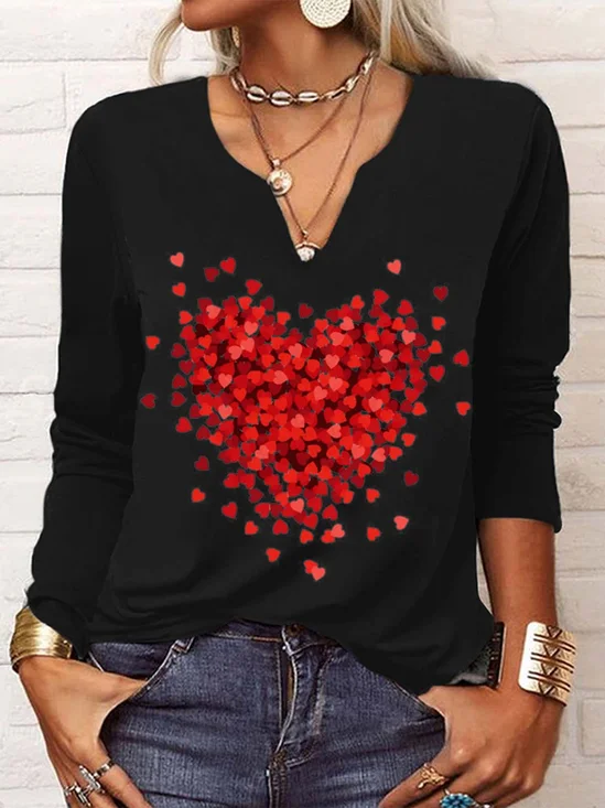 Casual Flojo Corazón/Cordado T-Camisa