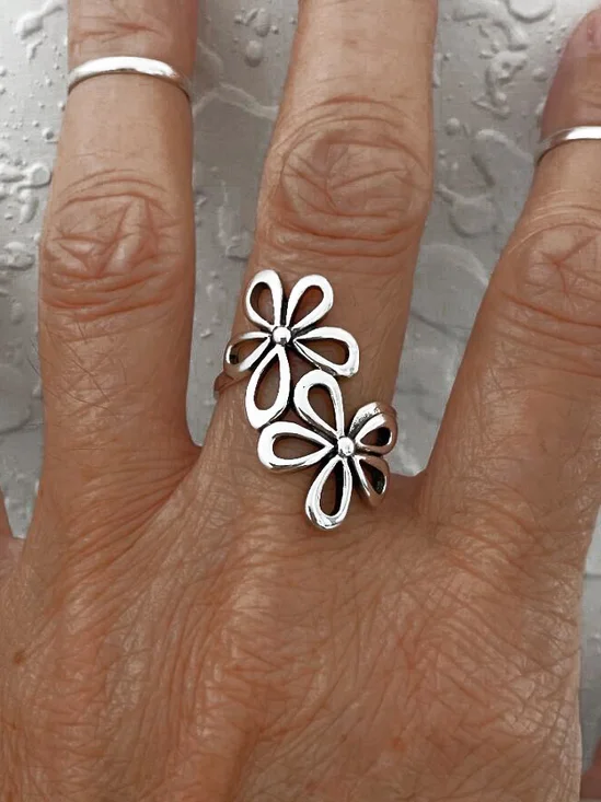 Bohémico Retro Floral Hueco abierto Anillo Playa Vacación Étnico Joyería