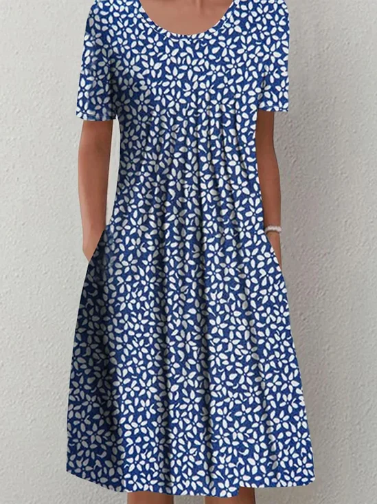 Casual Escote Redondo Floral Flojo Vestido