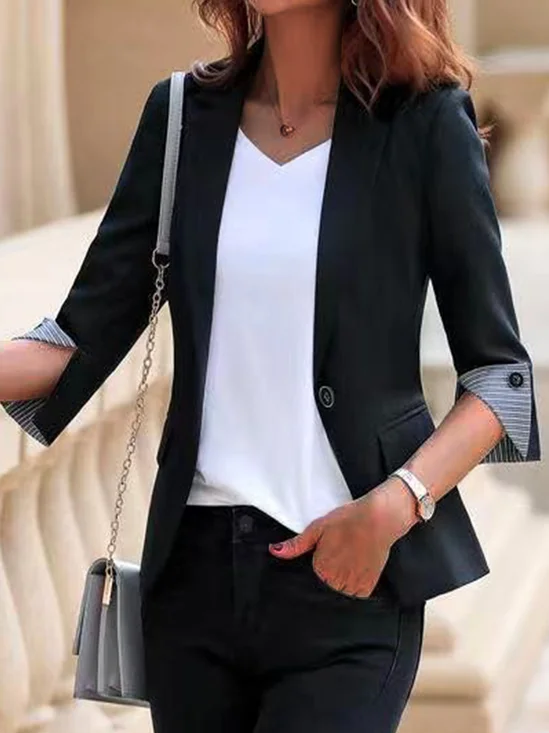Liso Hebilla Casual Chaqueta