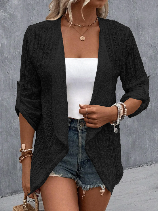 Liso Ahuecar Casual Chaqueta