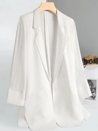 Liso Cuello de Solapa Casual Chaqueta