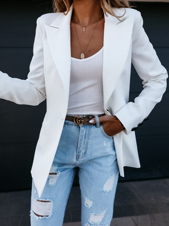 Con Cuello de Chal Regular Ajuste Casual Chaqueta