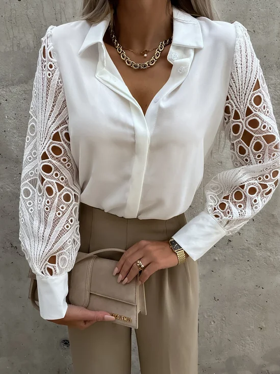 Cuello Camisero Casual Blusa