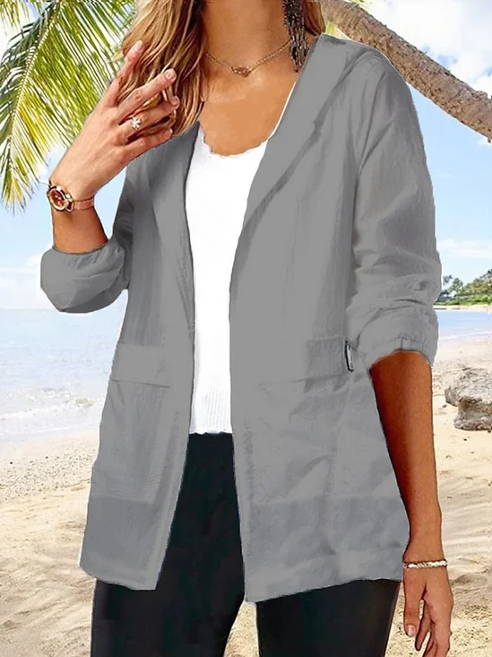 Flojo Cremallera Casual Capucha Chaqueta