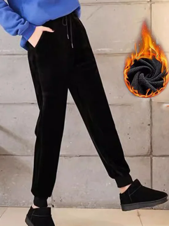 Casual Liso Largo Bolsillo con Paneles Pantalones Deportivos & Corredores