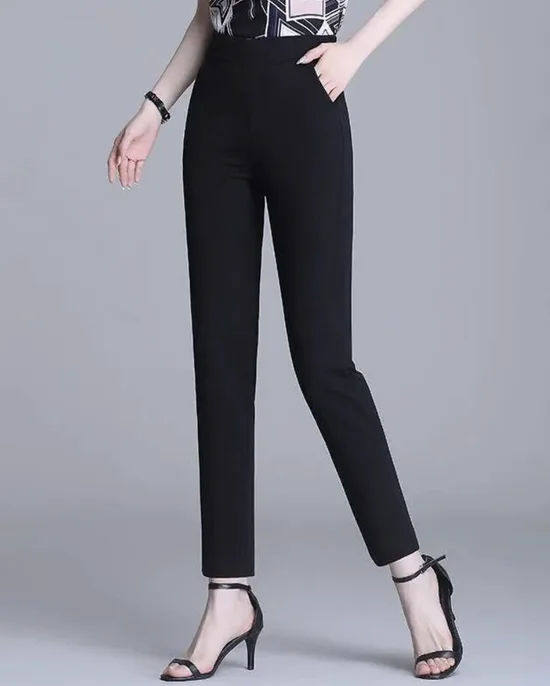Casual Liso Pantalones tobilleros Bolsillo con Paneles Pantalón