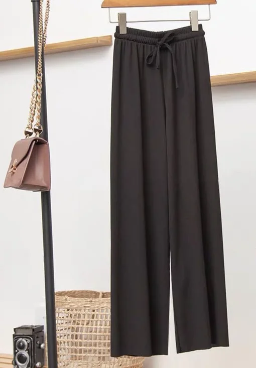 Casual Liso Largo Cordón Ajustable Pantalón