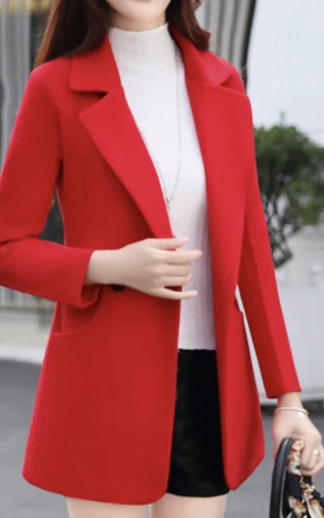 Cuello de Solapa Manga Larga Liso Hebilla Regular Flojo Abrigo para Mujeres