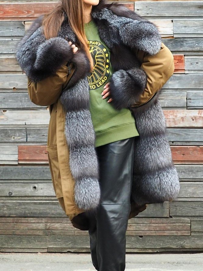 Sobretodo de Anorak de Manga Larga | Tops | De Piel Sintética Casual