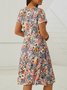 Floral Casual Regular Ajuste Manga Corta Tejer Vestido