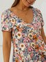 Floral Casual Regular Ajuste Manga Corta Tejer Vestido