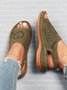 Boho Patrón Perforado Hueco Velcro Retro Sandalias